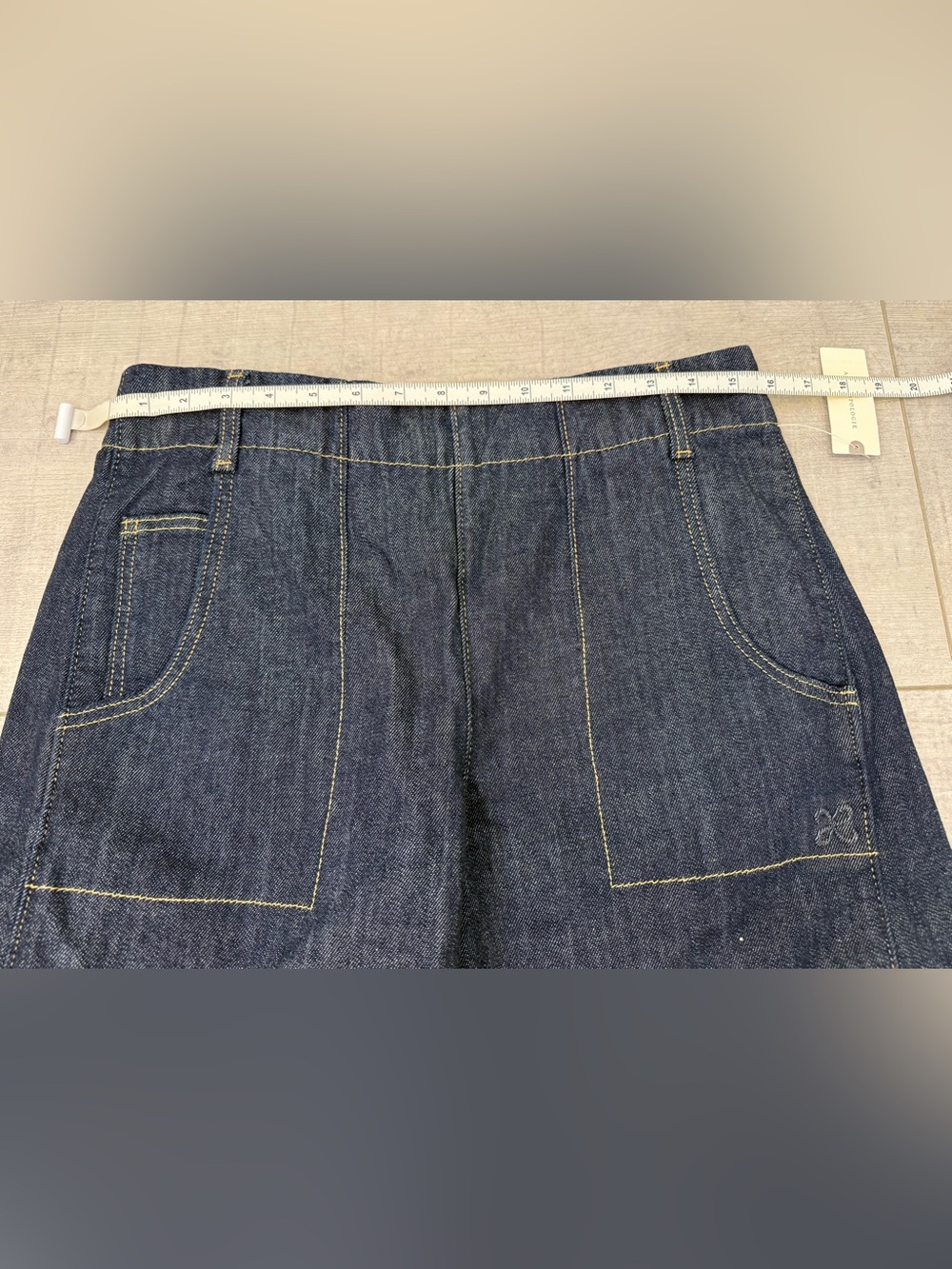 NWT Anthropologie Maeve Dark Wash Painters Mid-Rise Tapered Jeans Small - Picture 7 of 10